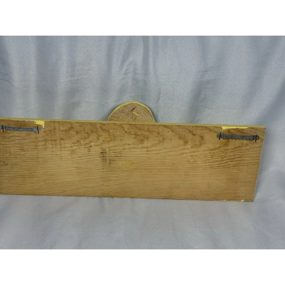 Vintage Homemade Butterfly Yellow Blessing Peg Wall Coat Robe Cap Rack Signed